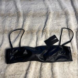 Fashion Nova Black Faux Leather Bralette